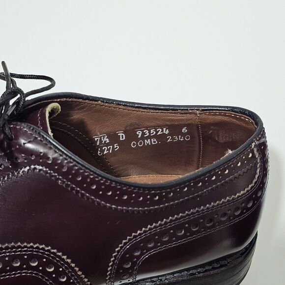 Allen Edmonds McAllister Wingtip Shoes Burgundy MENS Size 7.5 D Preppy Oldmoney